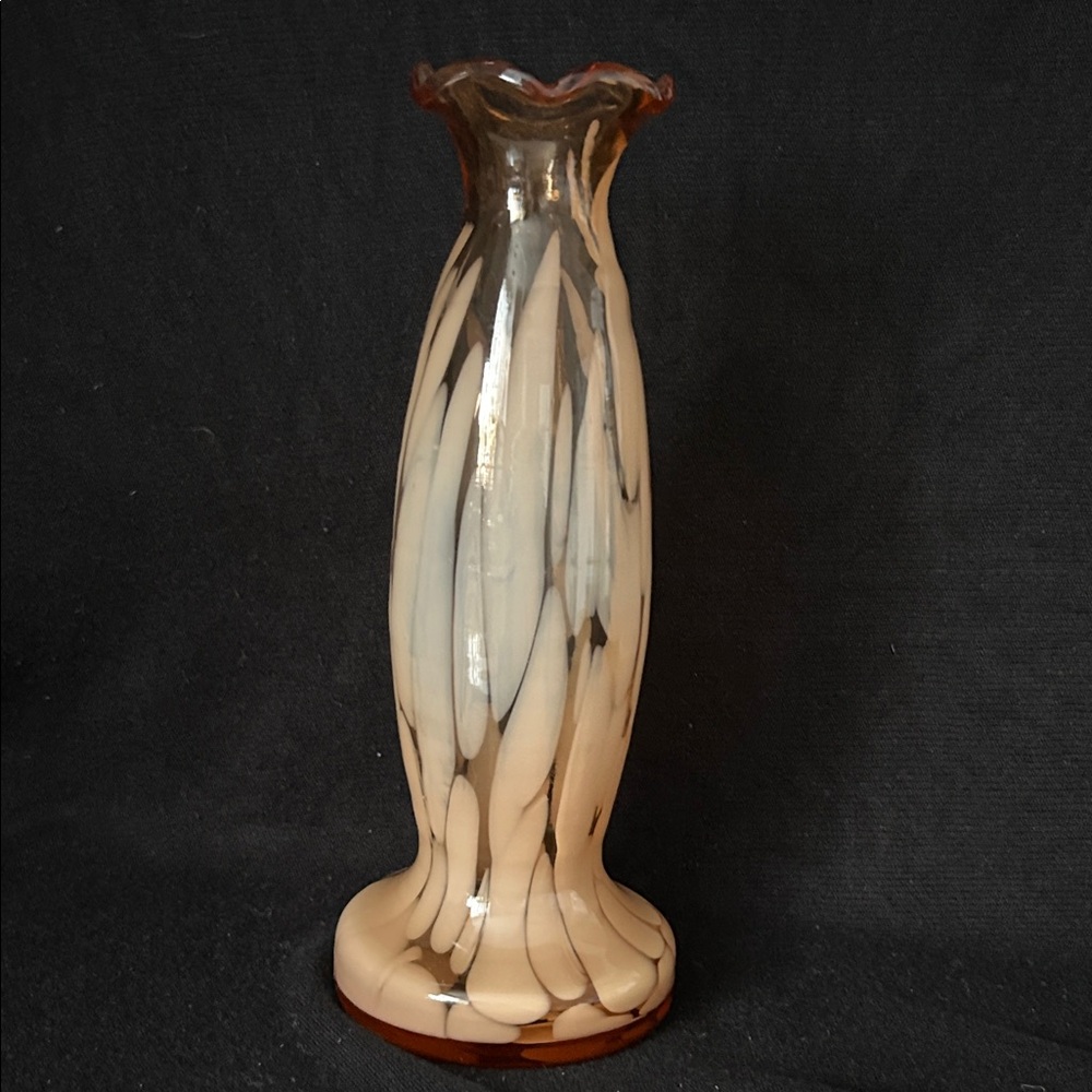 Artisan Cream and Brown Swirl Vase